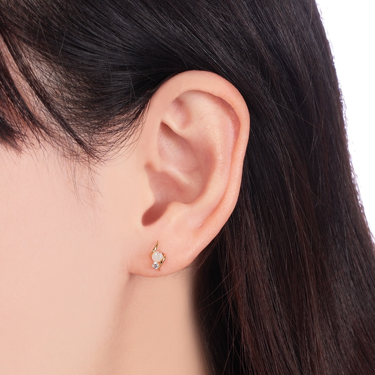 日本製 18K金 輕奢蛋白石 耳環