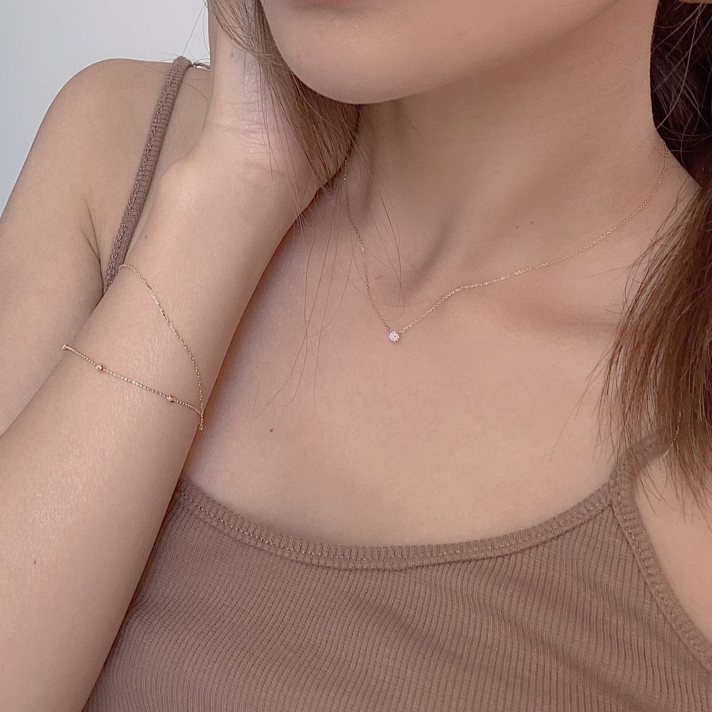 日本製 18K金minimal diamond necklace 鑽石頸鏈